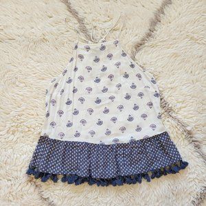 ABERCROMBIE Gauze Indigo Floral Peplum Racerback Cami Halter Sz L